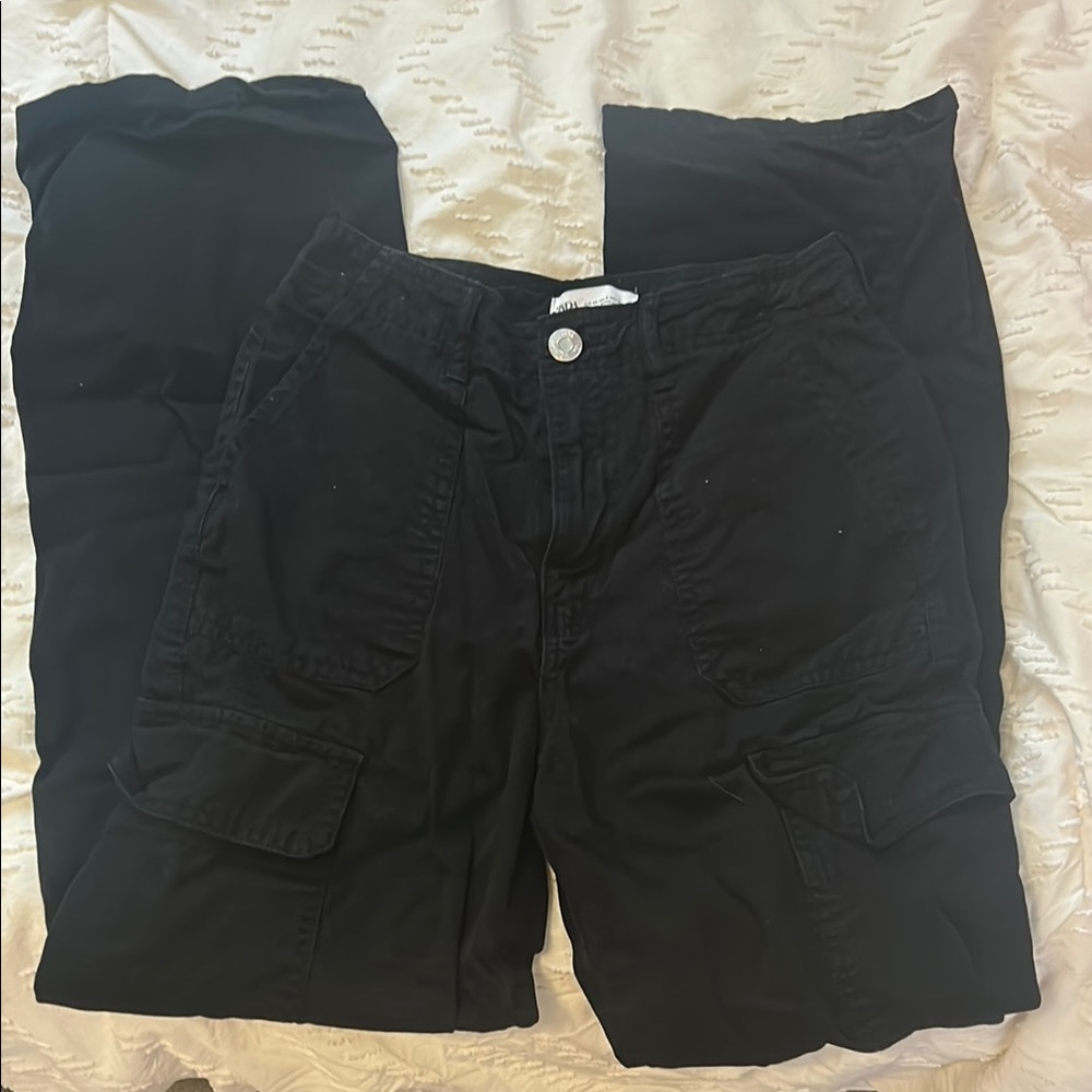 Womens Black Cargo Pants by zara